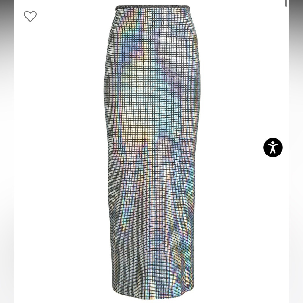 NWT MANNING CARTELL Platinum Queen Iridescent Embellished Midi Skirt